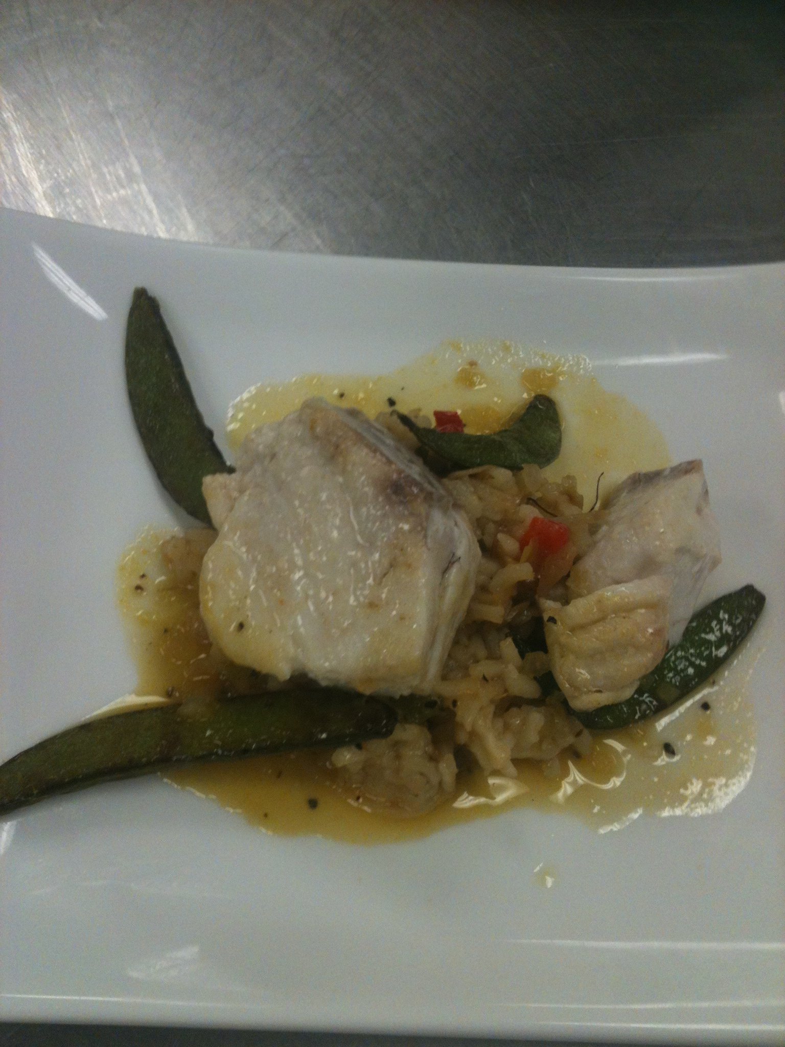 Fish with rice and okra