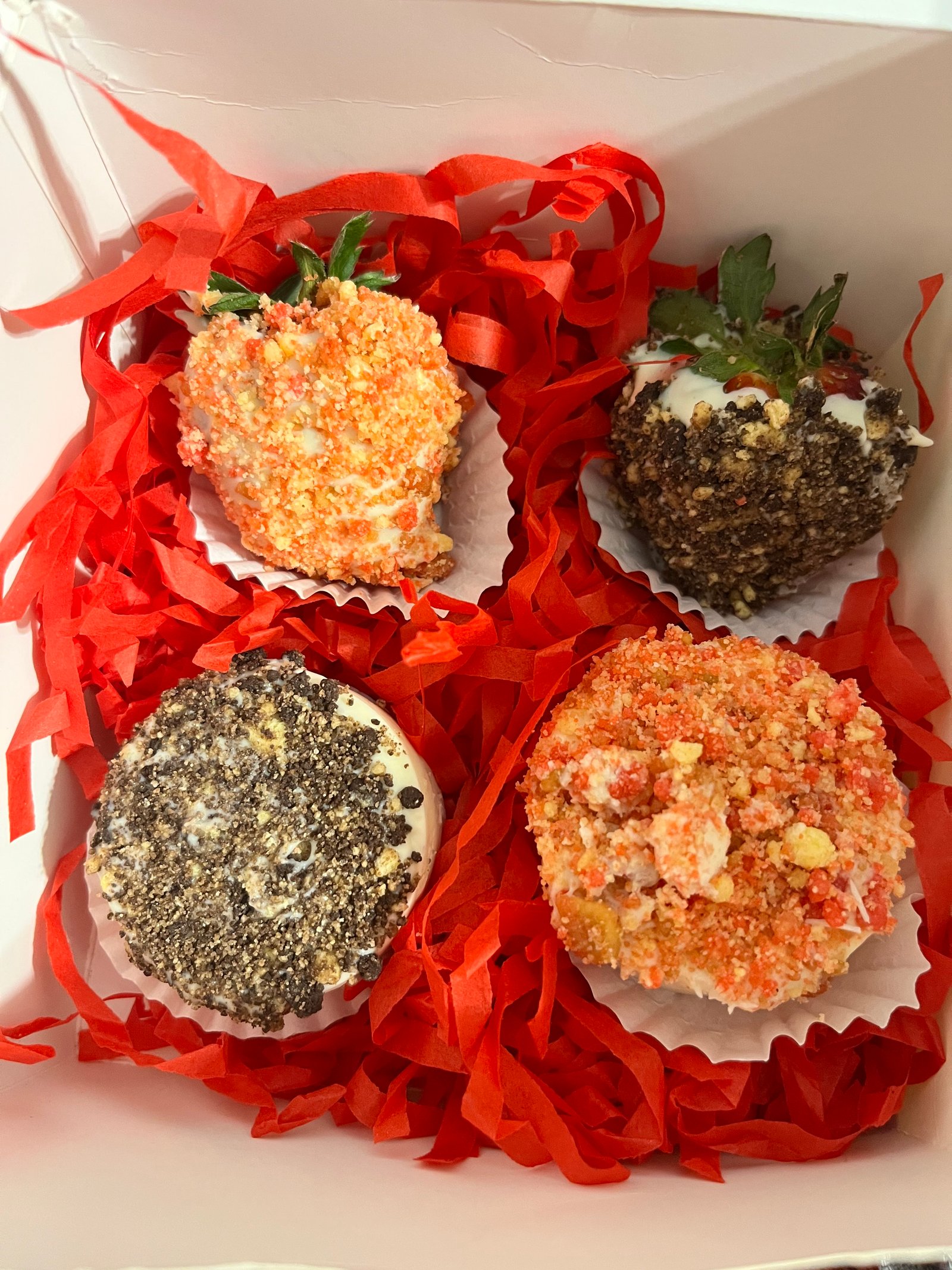 Chocolate-dipped strawberry cake pops