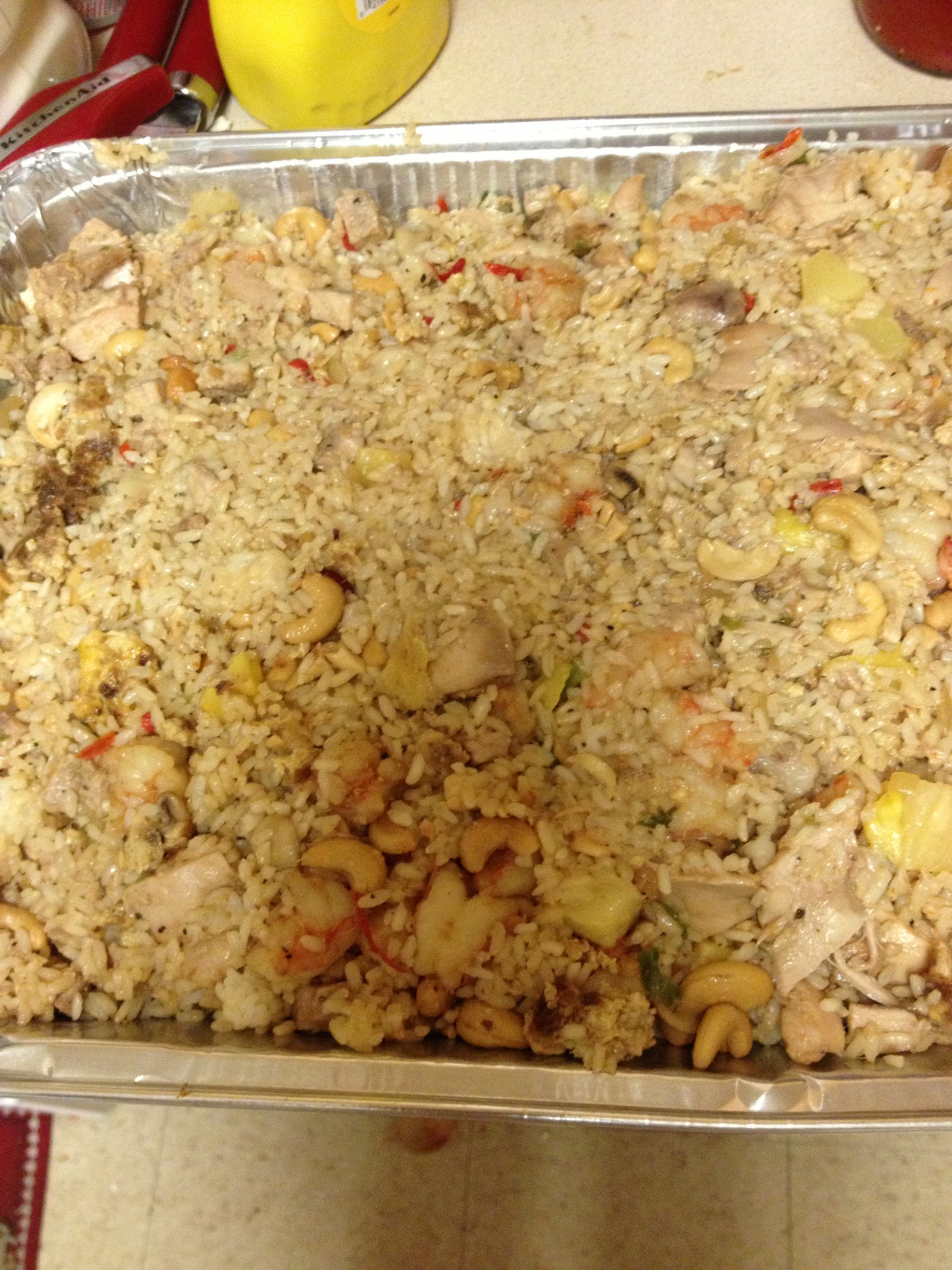 Hawaiian fried rice — catering tray
