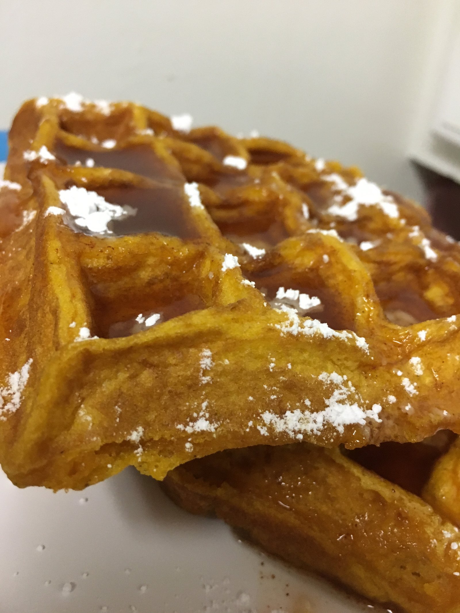Pumpkin waffles with syrup