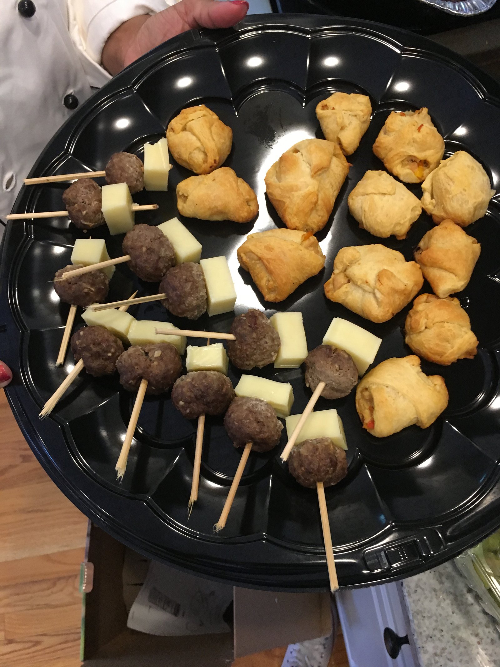 Meat and cheese skewers