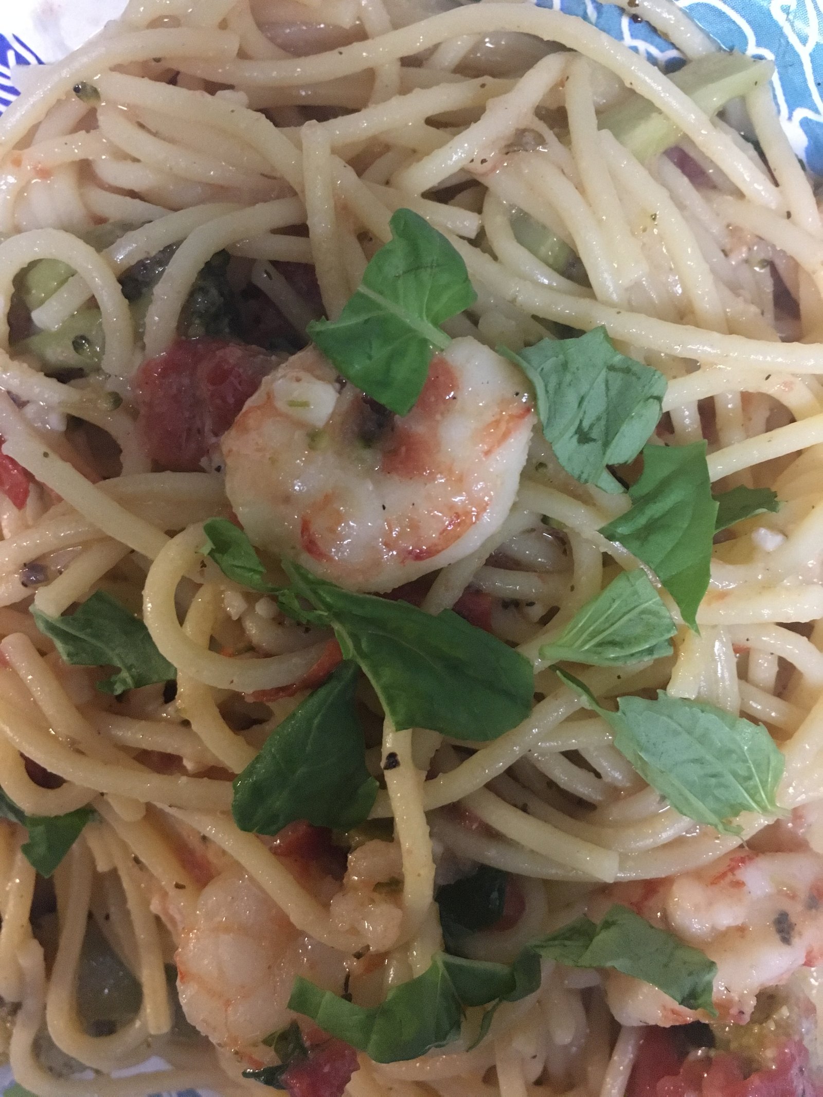 Shrimp pasta with fresh herbs