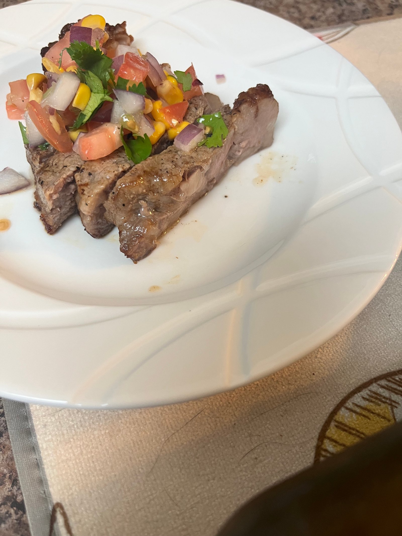 Seared steak with fresh salsa